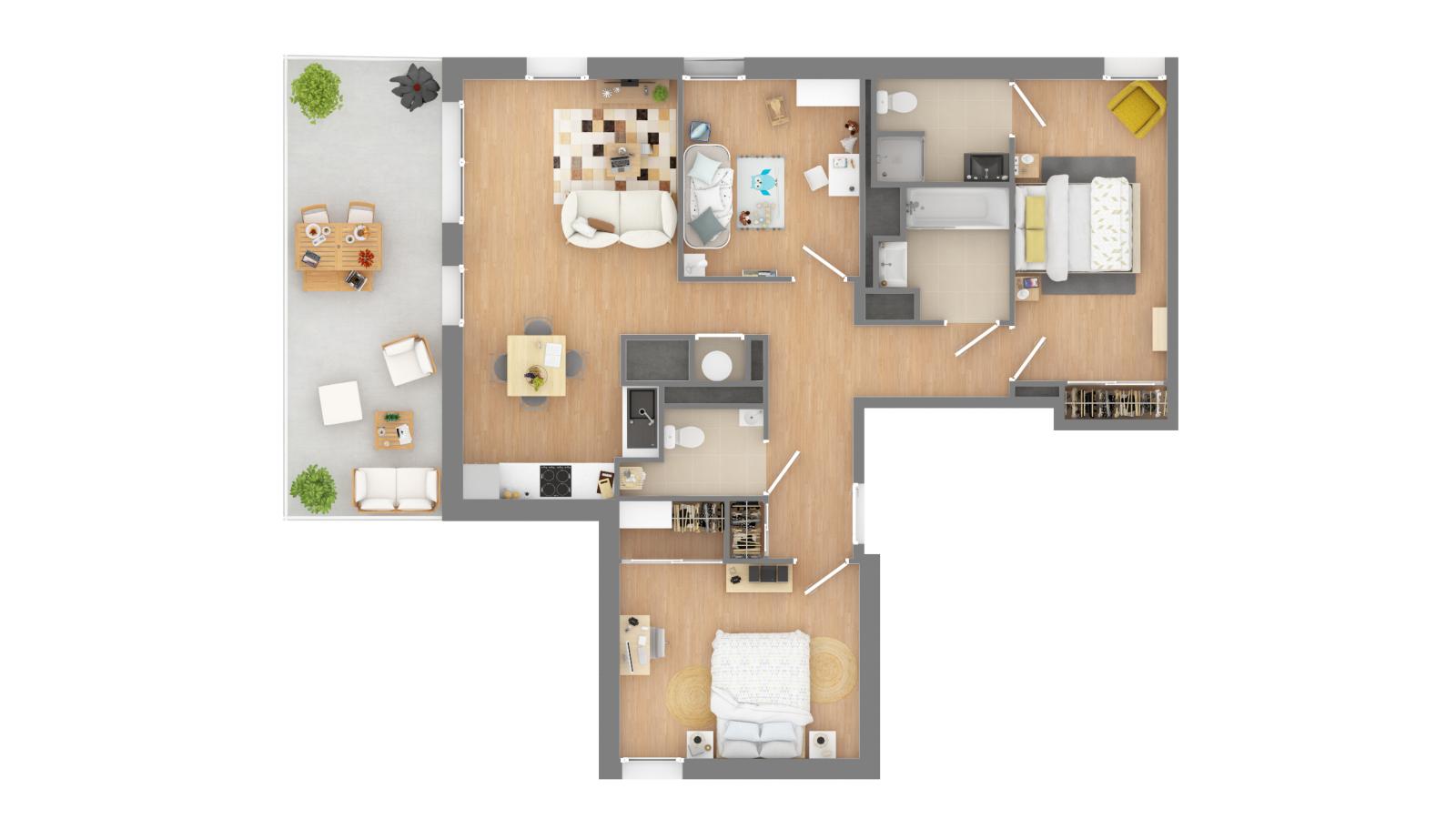 4 pièces - 4ème étage - 84m² - 970,79 € - Photo #2