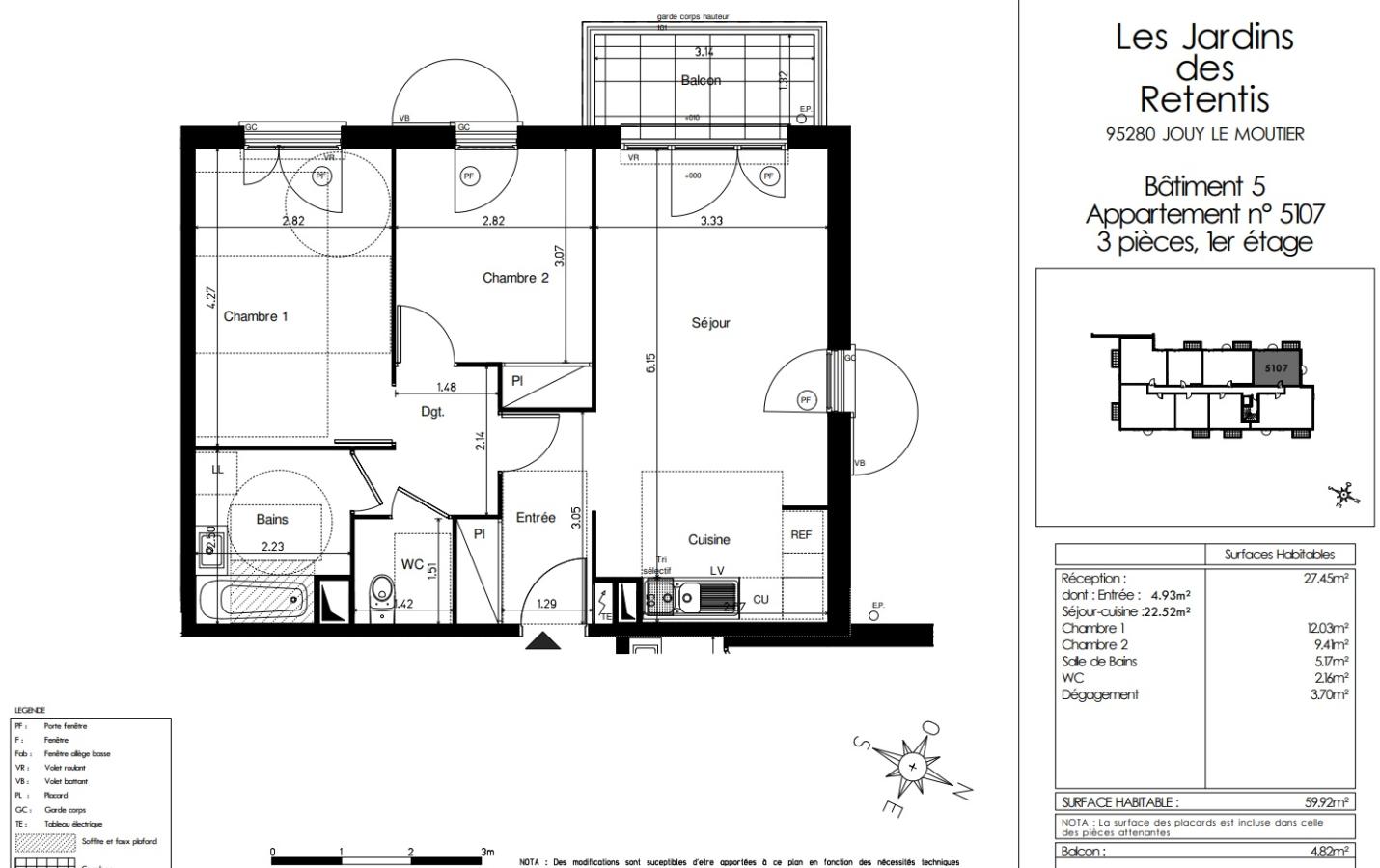 3 pièces - 1er étage - 60m² - 1 016,91 € - Photo #6