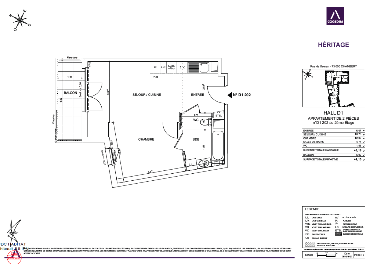 
																			2 pièces – 
																		2ème étage – 43m² - 685,09 € - Photo #4