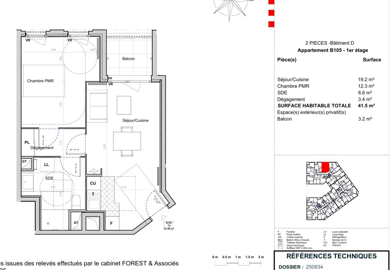 2 pièces - 1er étage - 42m²