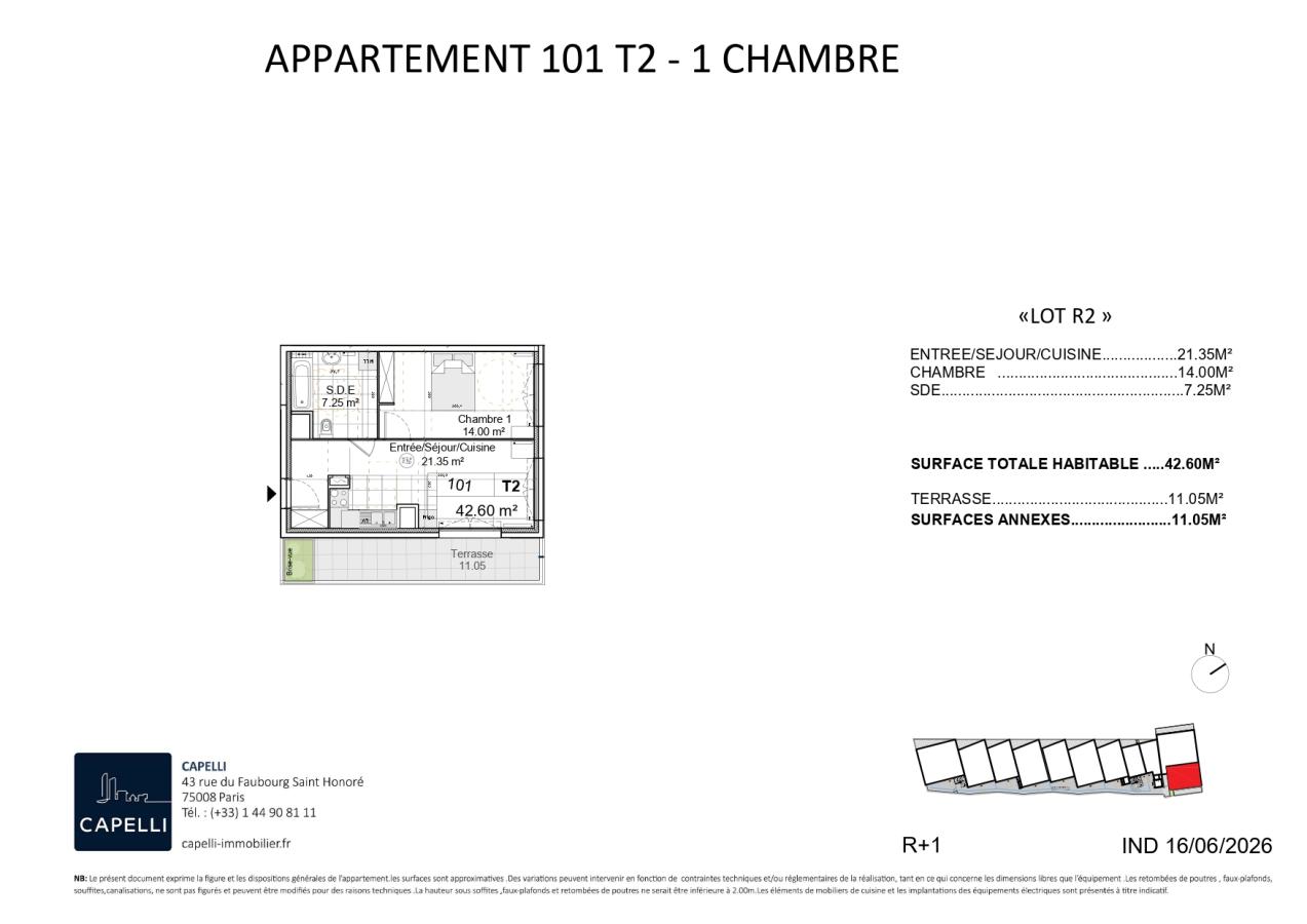 2 pièces - 1er étage - 43m² - 886,53 € - Photo #1