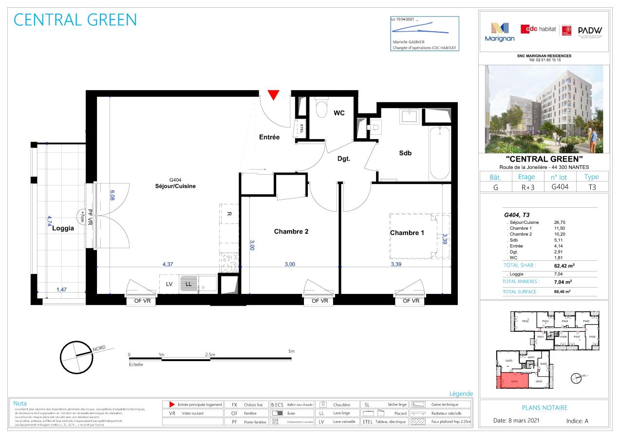 
																																							3 pièces - 
																																						3ème étage - 62m² - 805,14 € - Photo #1