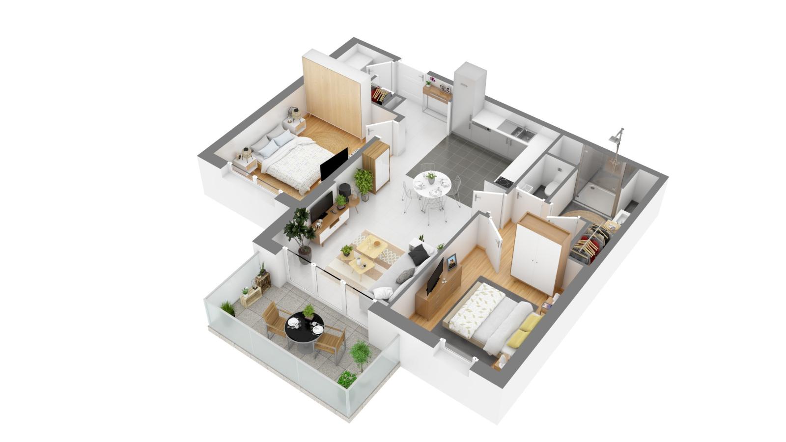 
																			3 pièces - 
																		4ème étage - 64m² - 922,15 € - Photo #6