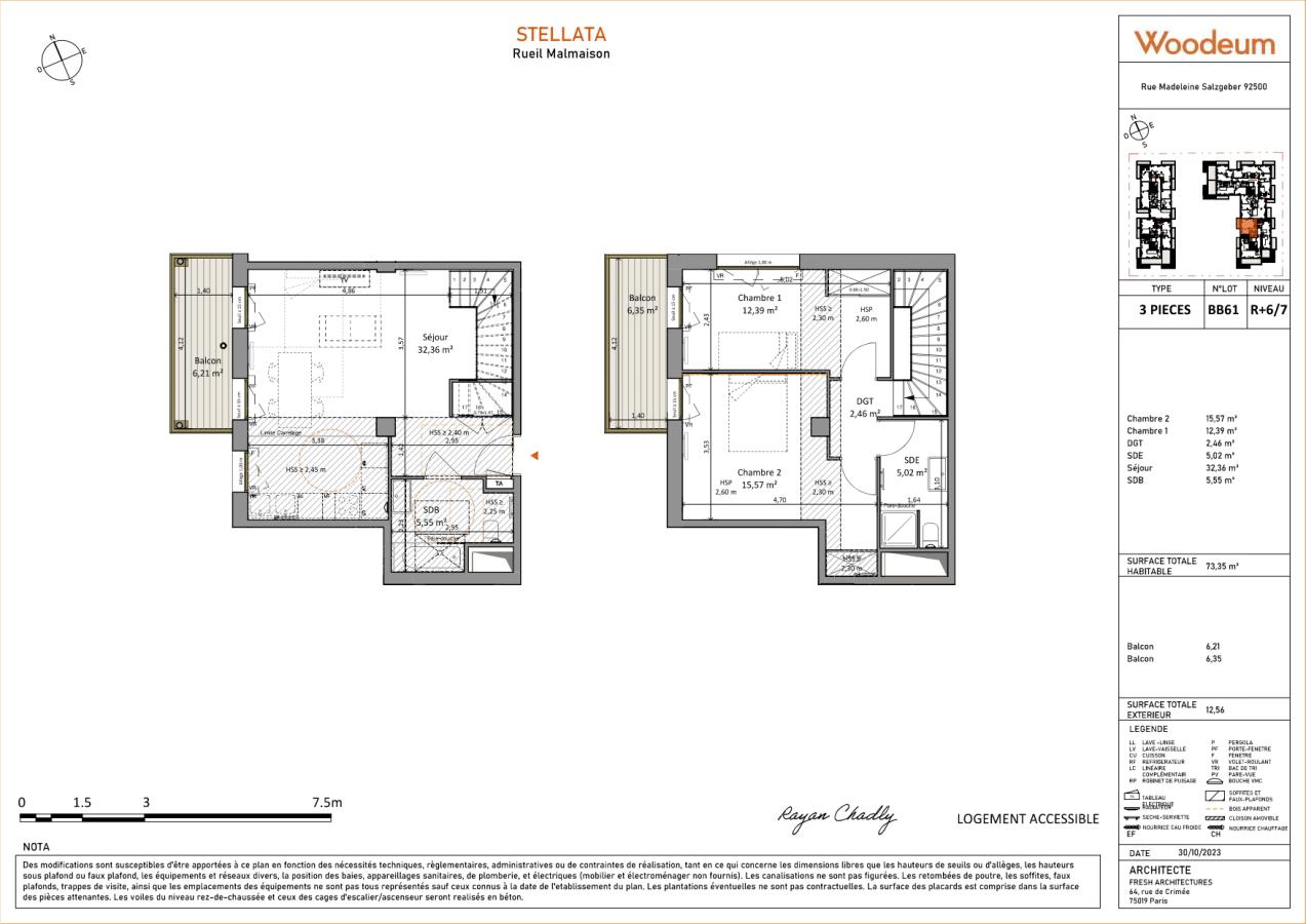 
																			3 pièces - 
																		6ème étage - 73m² - 1 747,64 € - Photo #0