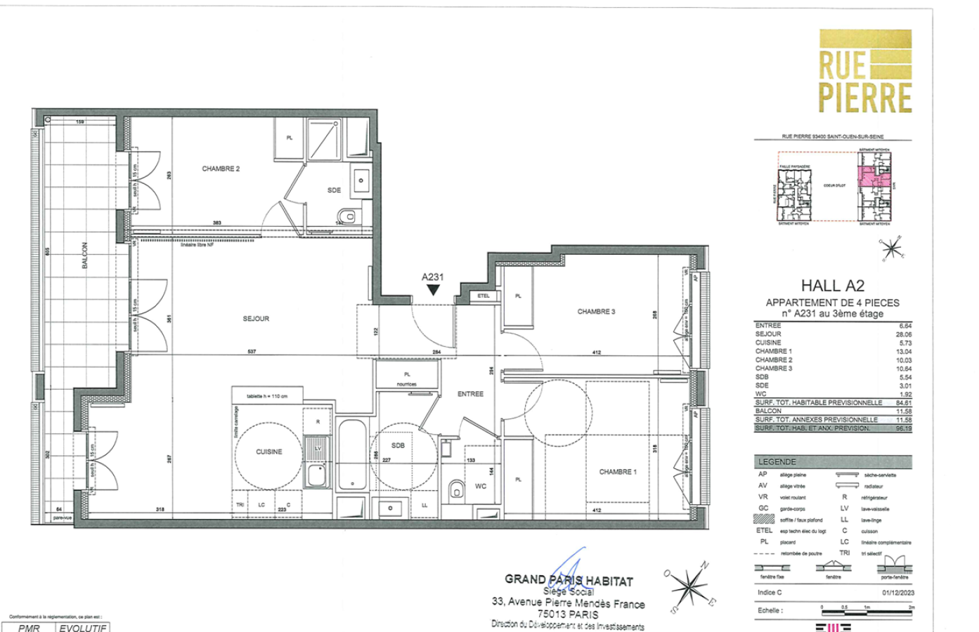 4 pièces - 3ème étage - 85m² - 1 649,41 € - Photo #0