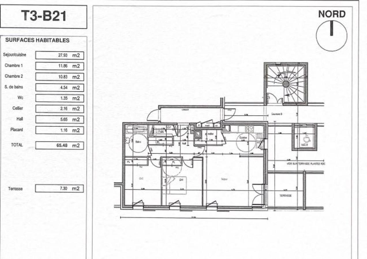 
																																							3 pièces - 
																																						2ème étage - 65m² - 1 018,50 € - Photo #7