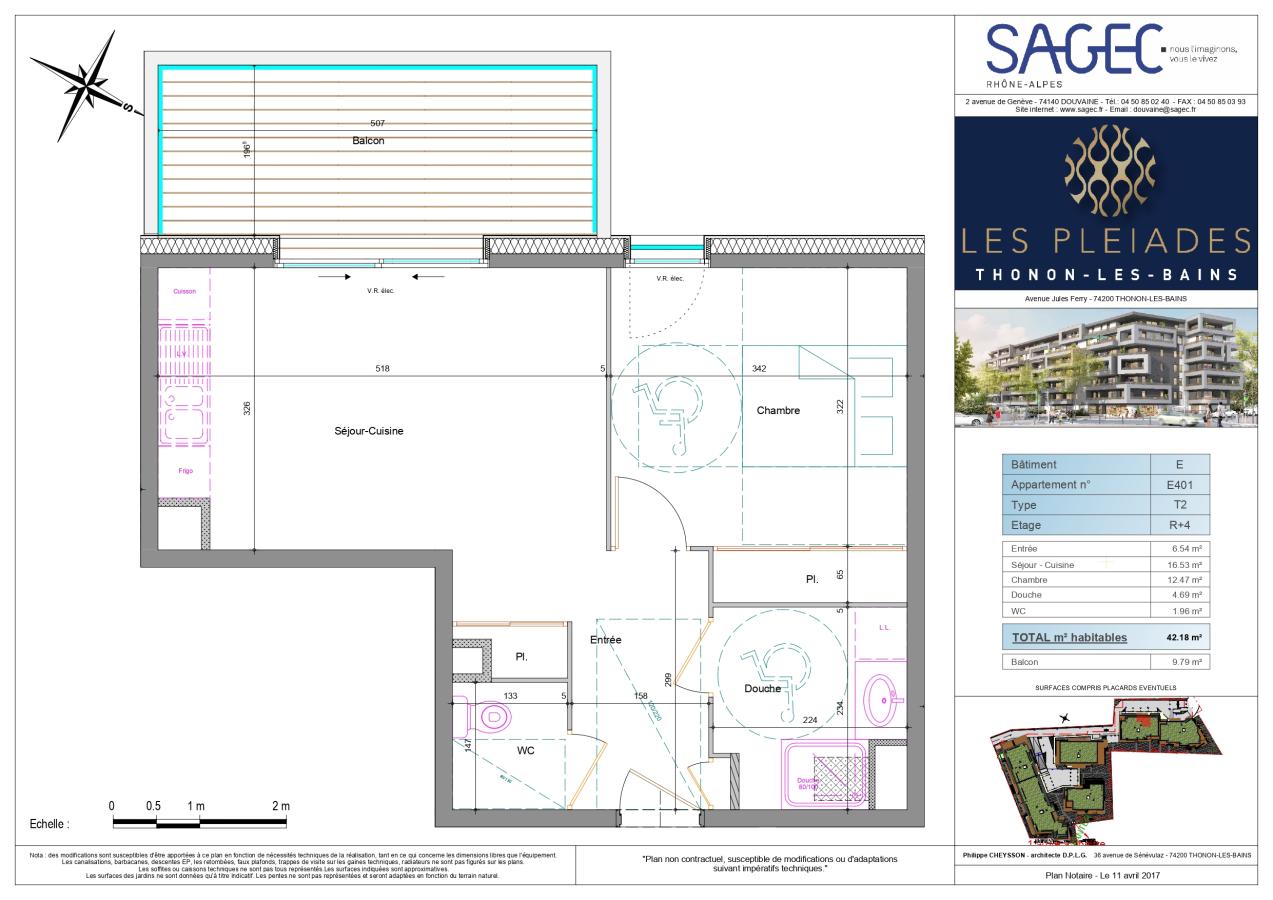 
																																							2 pièces - 
																																						4ème étage - 42m² - 734,47 € - Photo #4