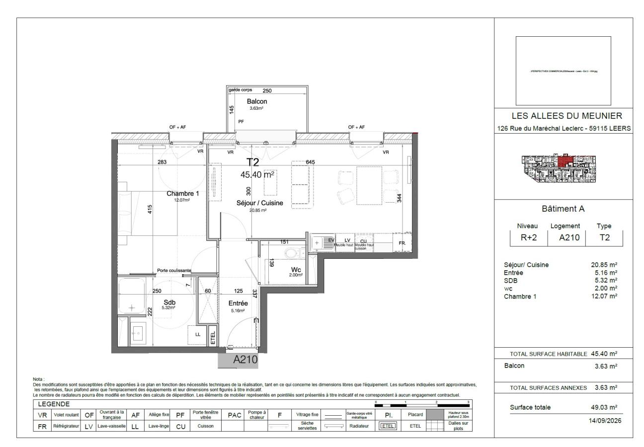 2 pièces - 2ème étage - 45m² - 687,88 € - Photo #7