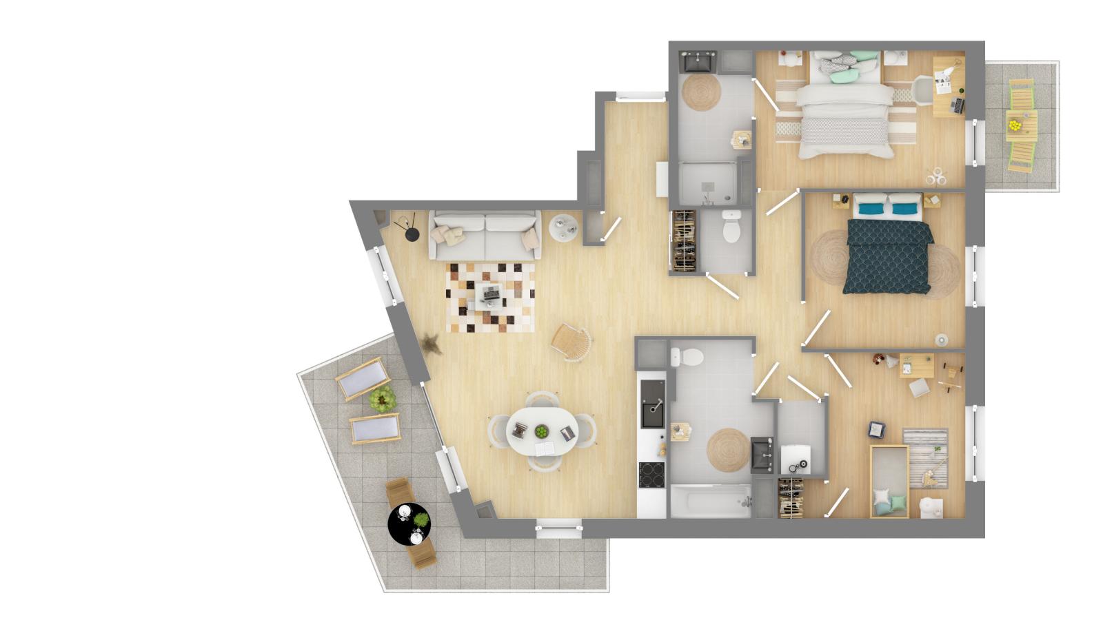 
																																							4 pièces - 
																																						1er étage - 84m² - 1 204,58 € - Photo #2