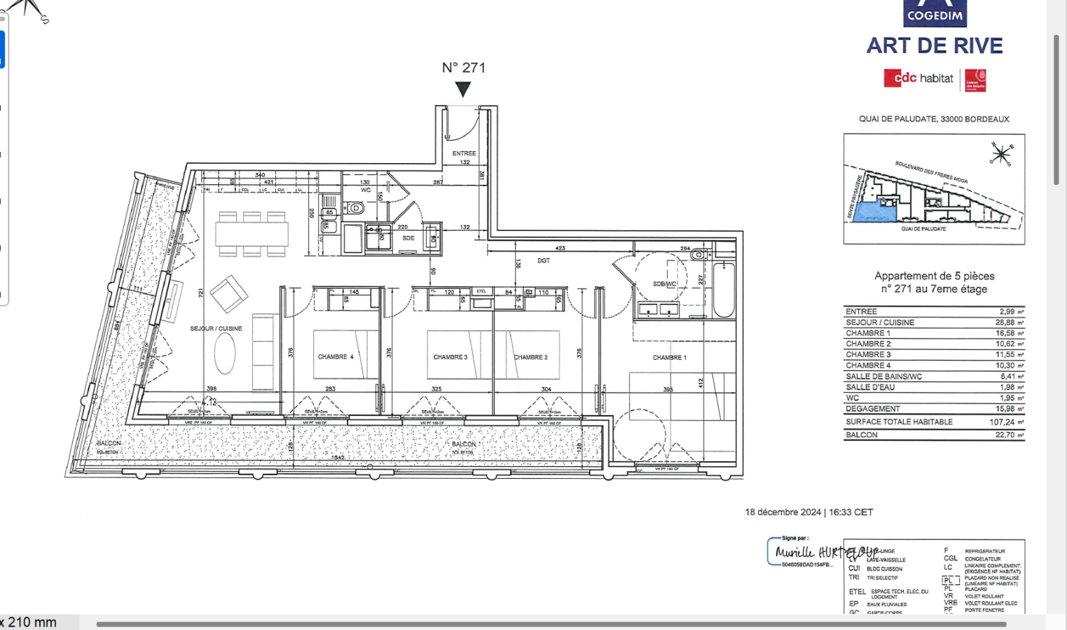 
																																							5 pièces - 
																																						7ème étage - 106m² - 1 377,51 € - Photo #1