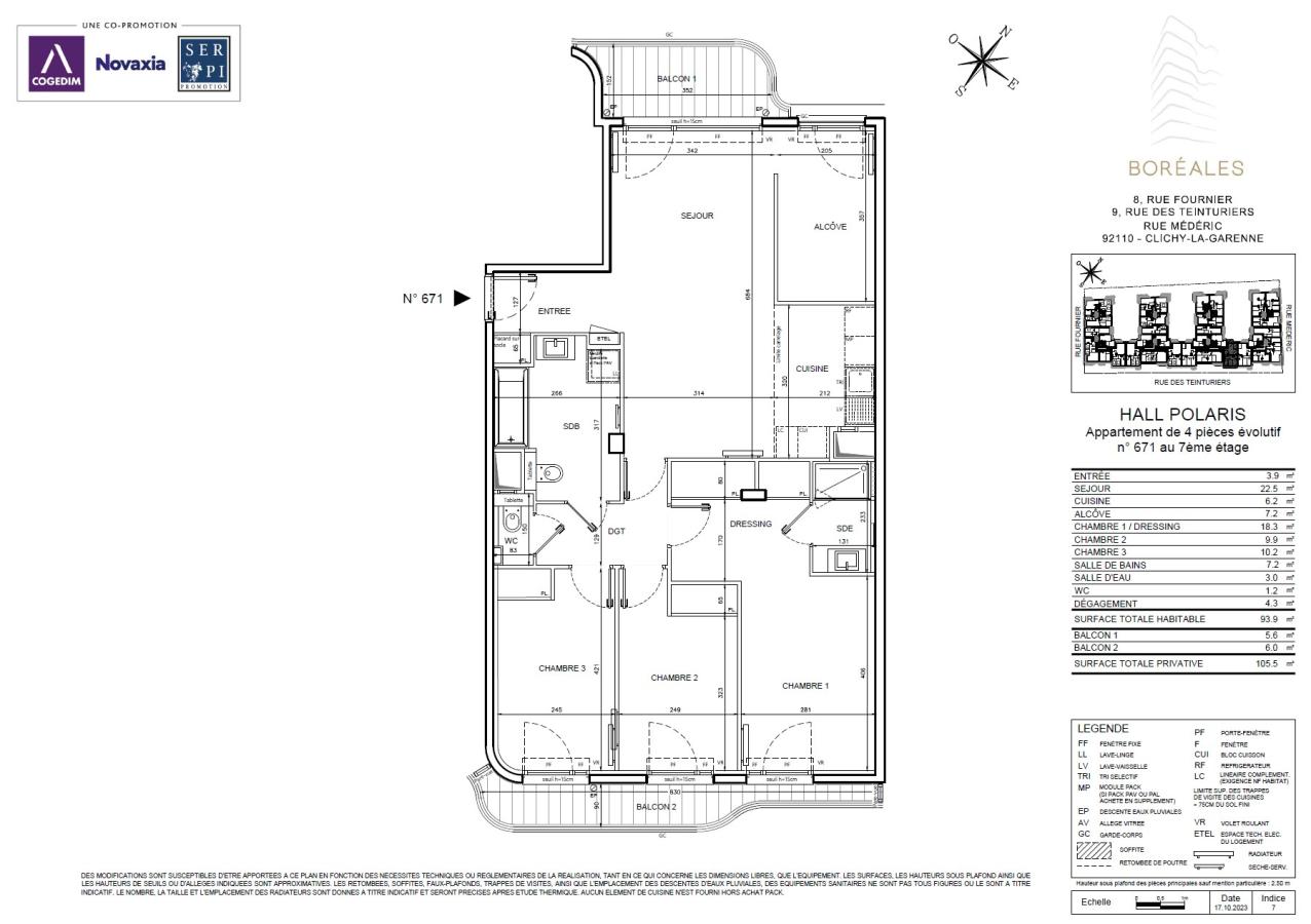 
																																							4 pièces - 
																																						7ème étage - 94m² - 2 317,39 € - Photo #6