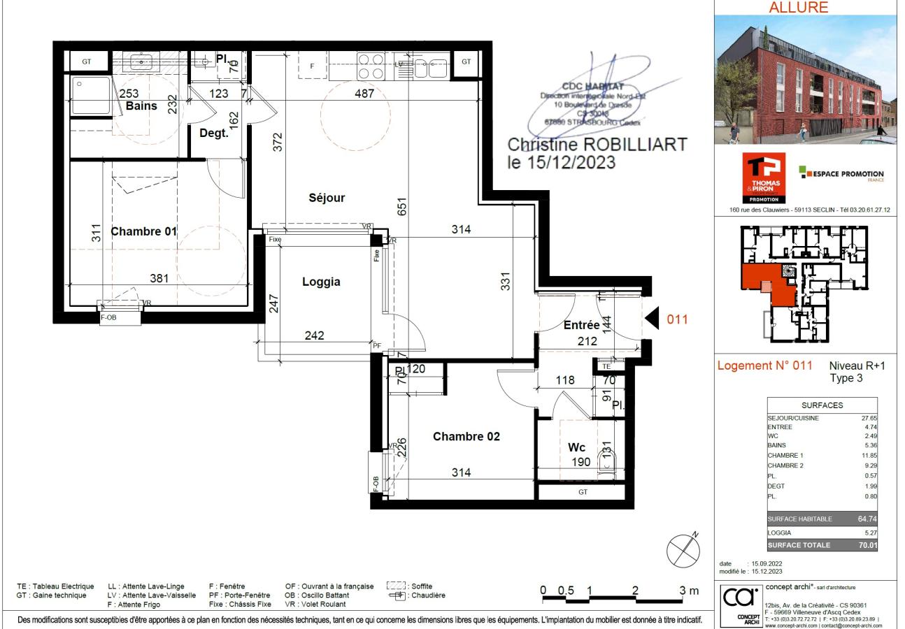 
																			3 pièces - 
																		1er étage - 65m² - 814,66 € - Photo #7