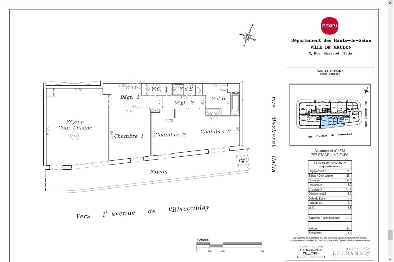 
																			4 pièces - 
																		7ème étage - 78m² - 1 616,52 € - Photo #1