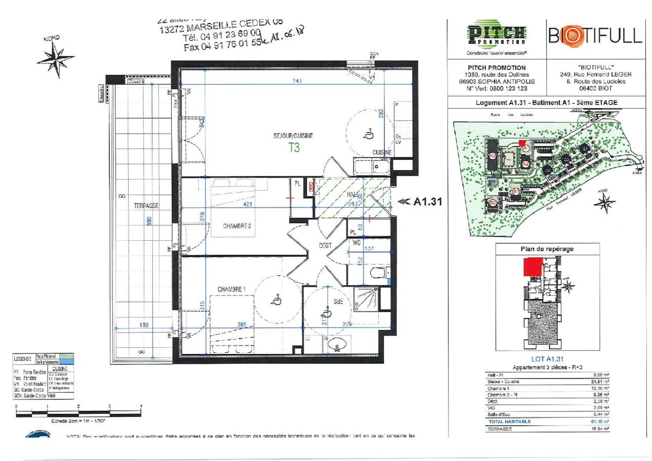 
																																							3 pièces - 
																																						3ème étage - 61m² - 1 101,33 € - Photo #1