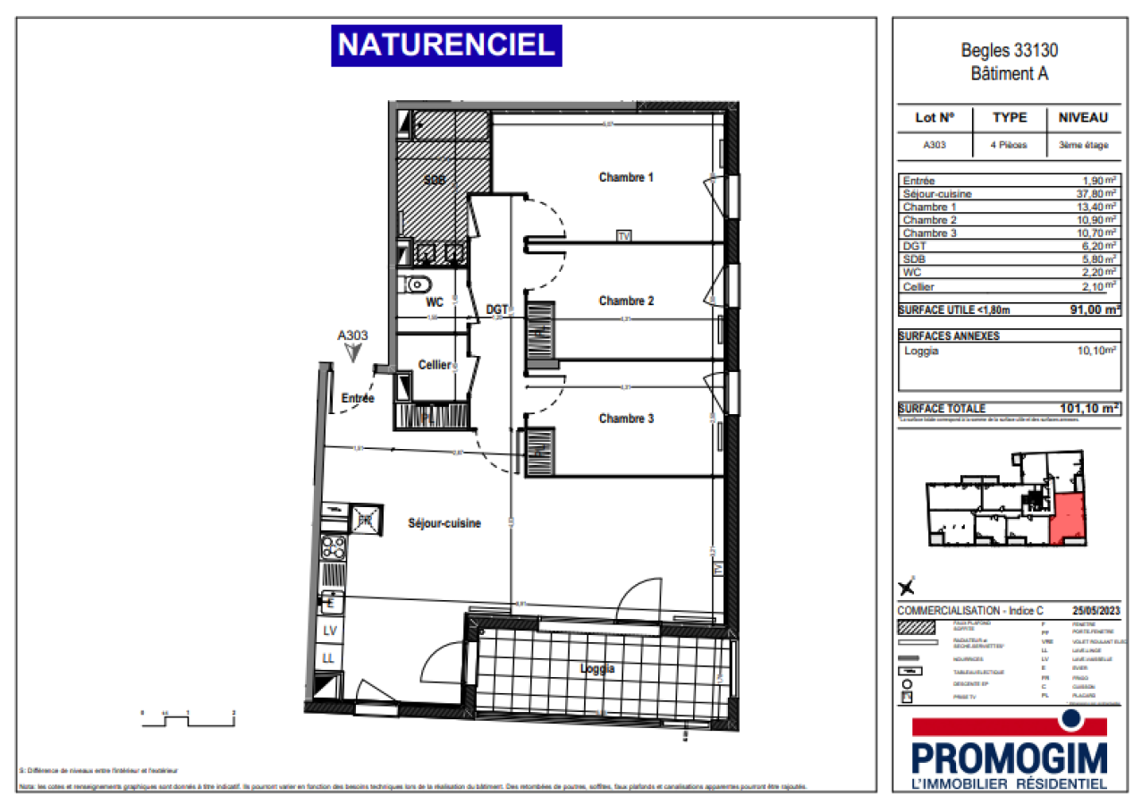 
																			4 pièces – 
																		3ème étage – 90m² - 1 104,02 € - Photo #1