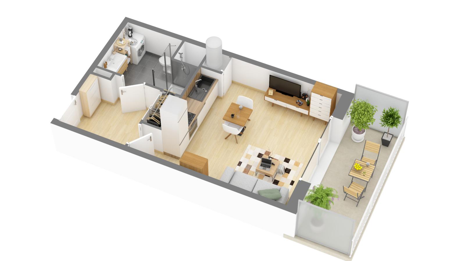 
																			1 pièce - 
																		2ème étage - 31m² - 563,32 € - Photo #7