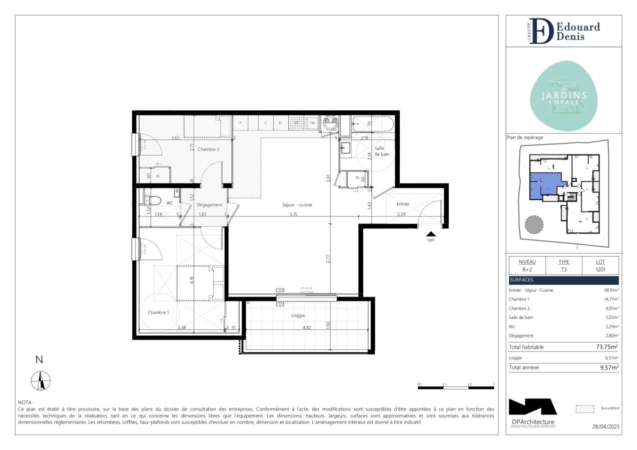 
																																							3 pièces - 
																																						2ème étage - 74m² - 1 296,55 € - Photo #1
