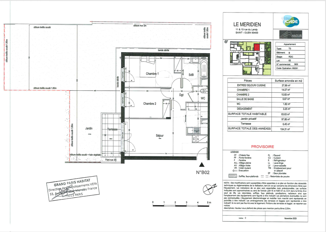 3 pièces - RDC - 64m² - 1 376,13 € - Photo #0