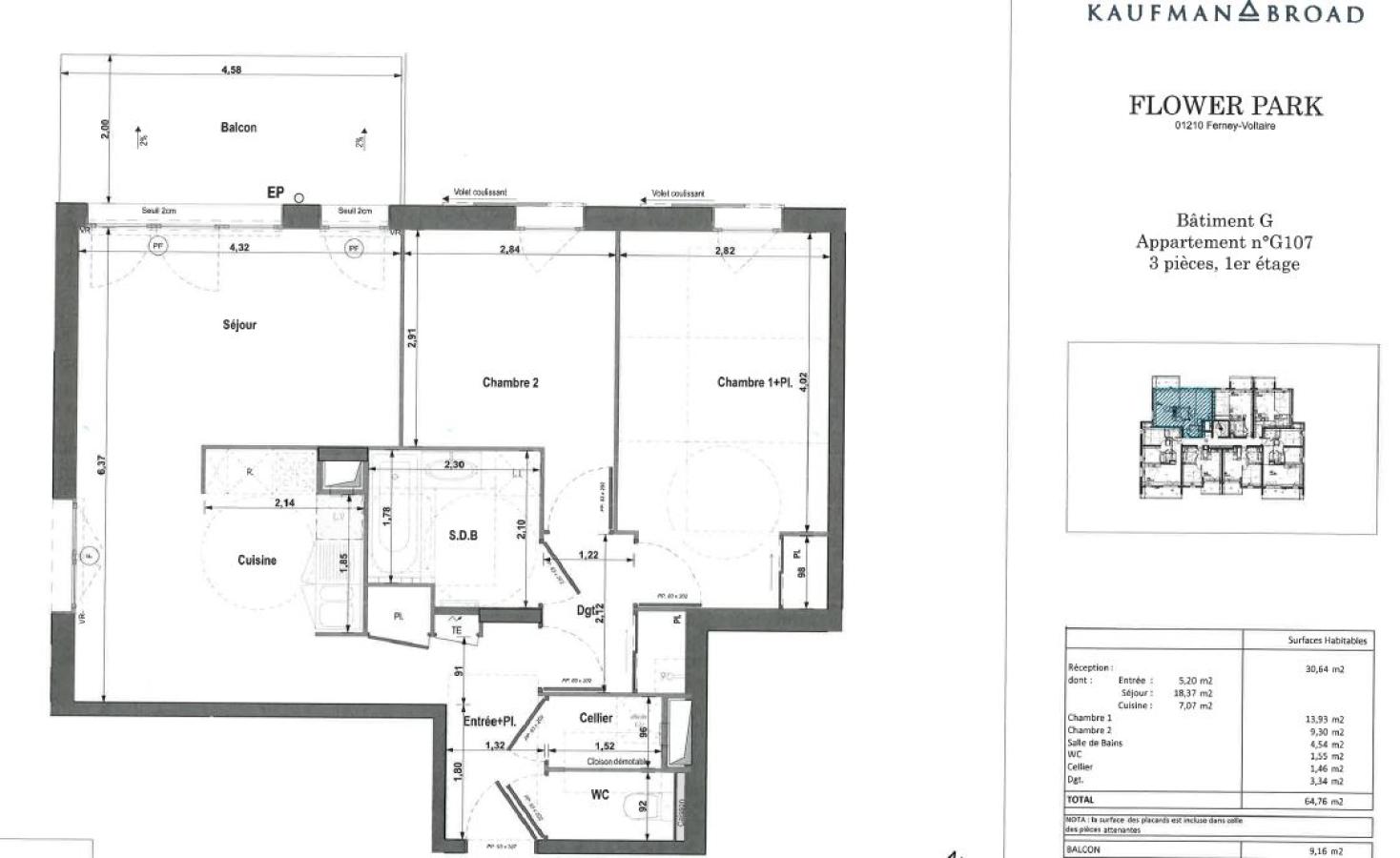 
																																							3 pièces - 
																																						1er étage - 65m² - 1 243,43 € - Photo #4