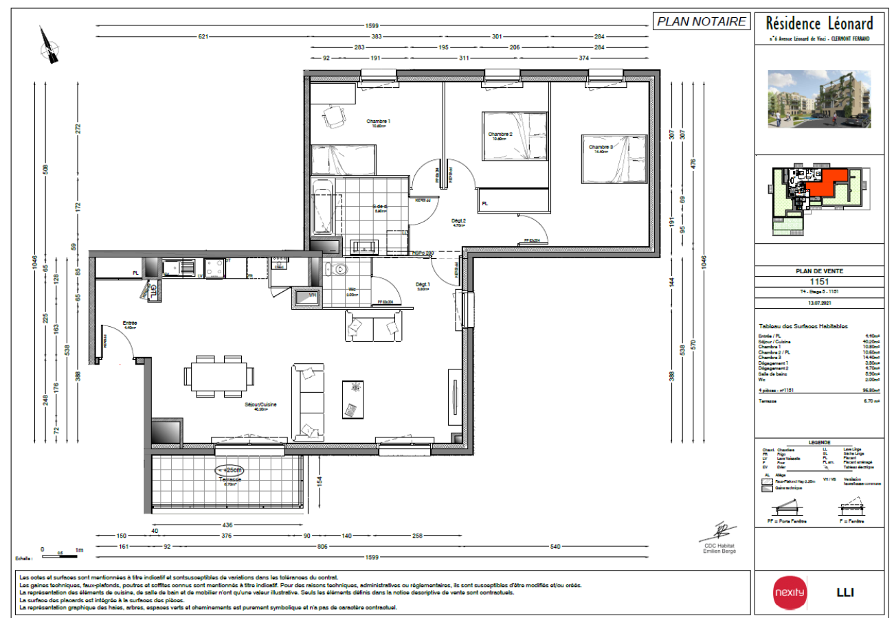 
																			4 pièces – 
																		5ème étage – 96m² - 958,01 € - Photo #5