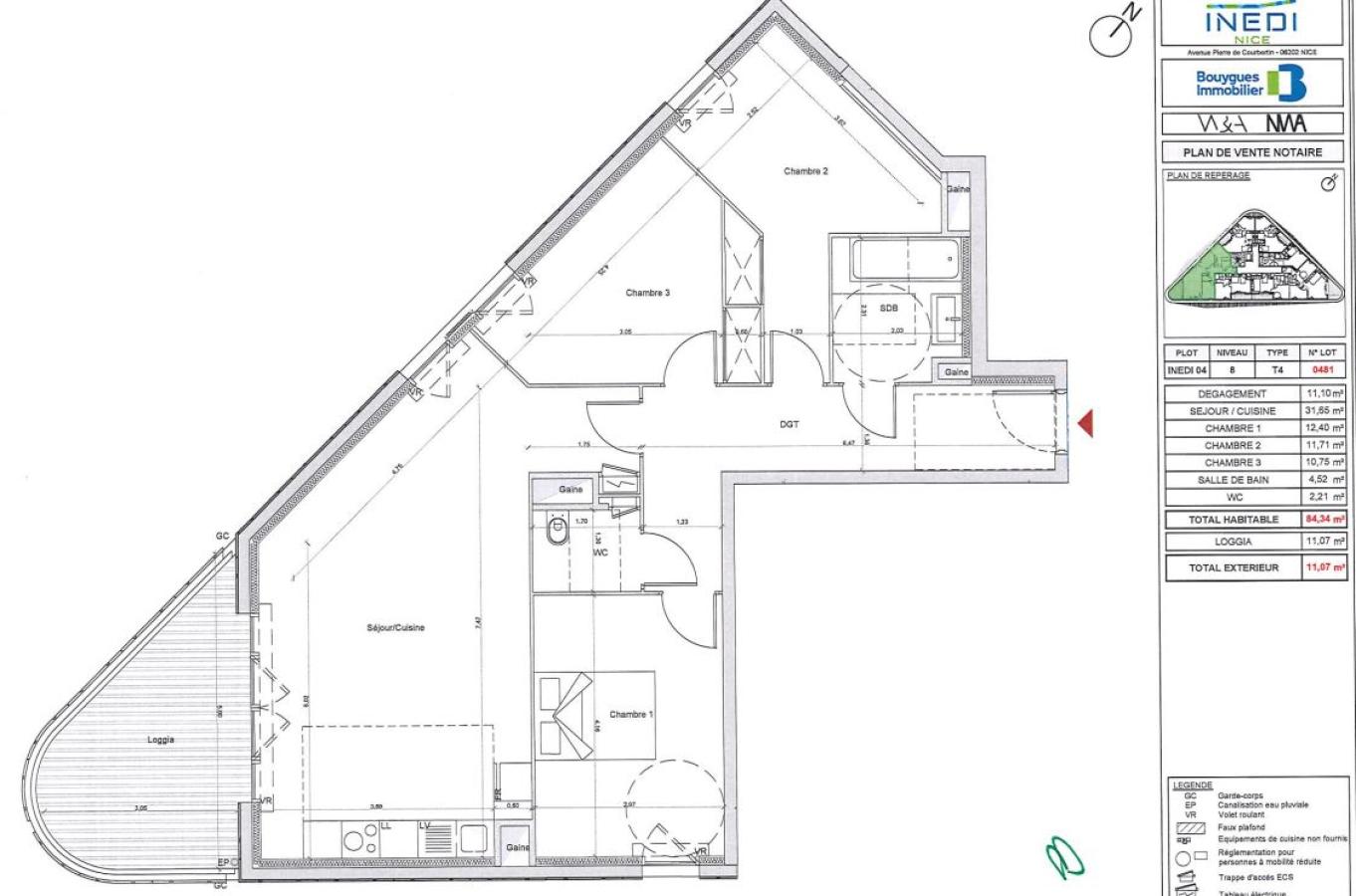 4 pièces - 8ème étage - 84m² - 1 299,78 € - Photo #5