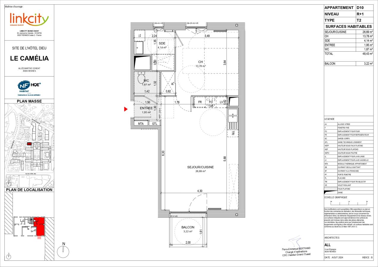 
																																							2 pièces - 
																																						1er étage - 48m² - 723,10 € - Photo #1