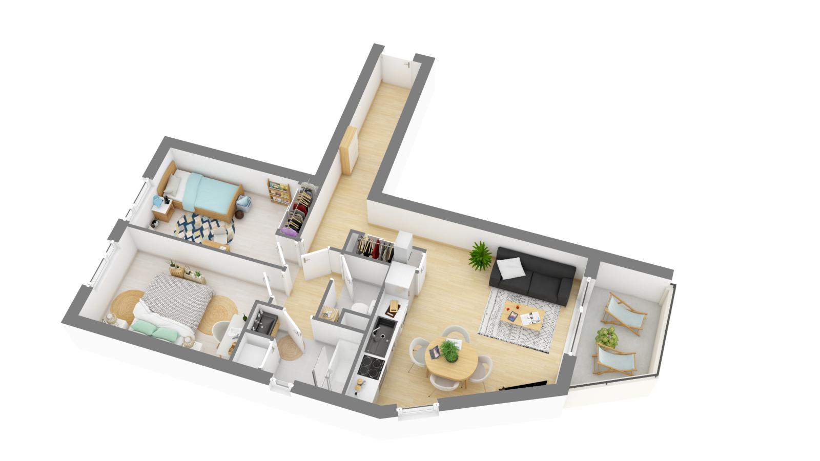 3 pièces - 1er étage - 68m² - 875,92 € - Photo #1