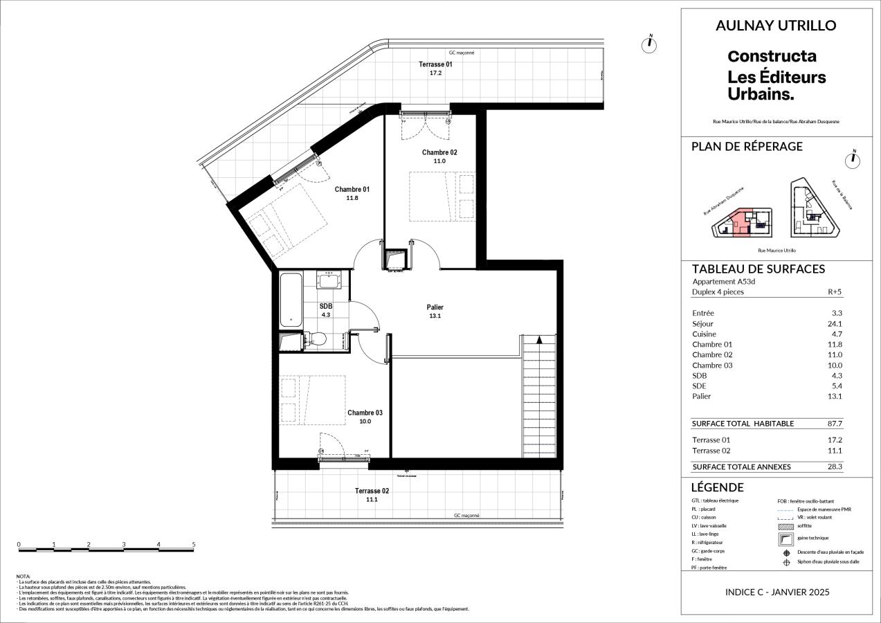 
																																							4 pièces - 
																																						5ème étage - 88m² - 1 519,16 € - Photo #2