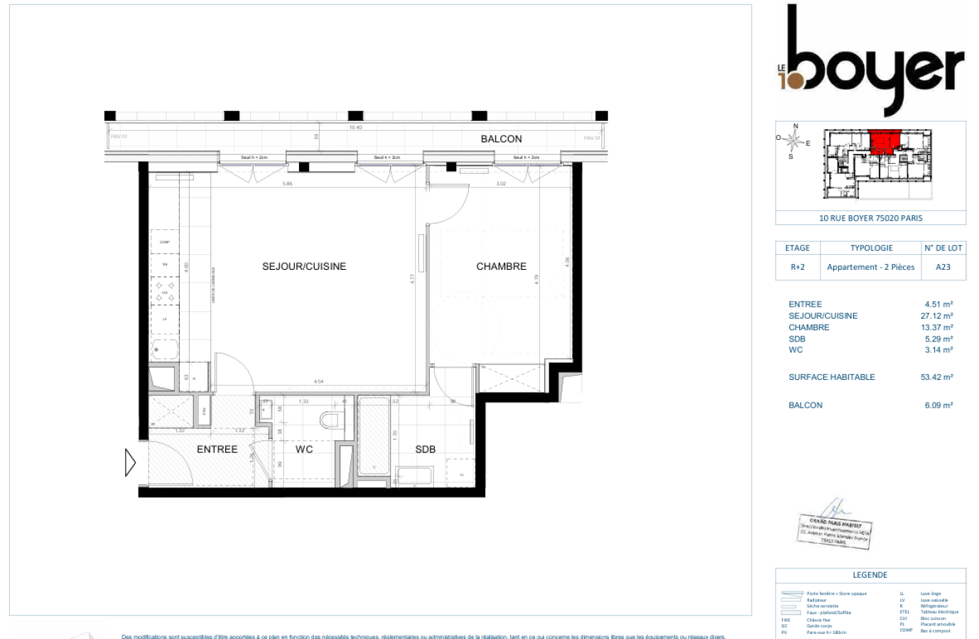 
																																							2 pièces - 
																																						2ème étage - 53m² - 1 717,27 € - Photo #1