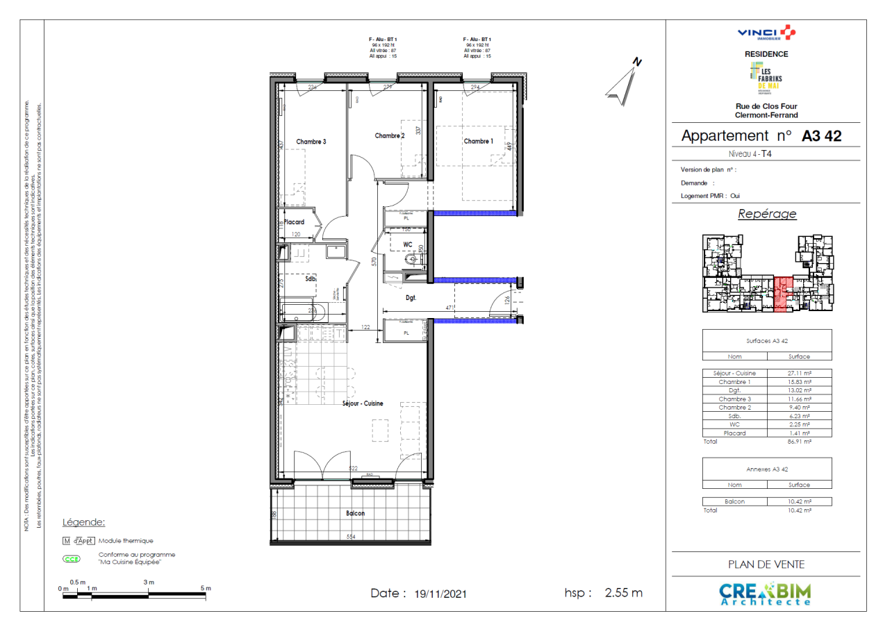 
																			4 pièces - 
																		4ème étage - 86m² - 1 096,28 € - Photo #0