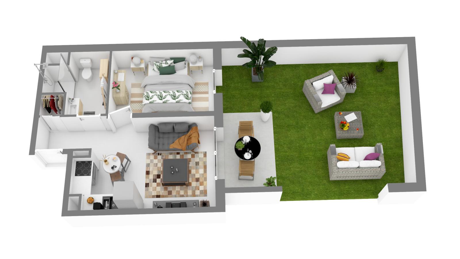
																			2 pièces - 
																		RDC - 38m² - 836,71 € - Photo #1