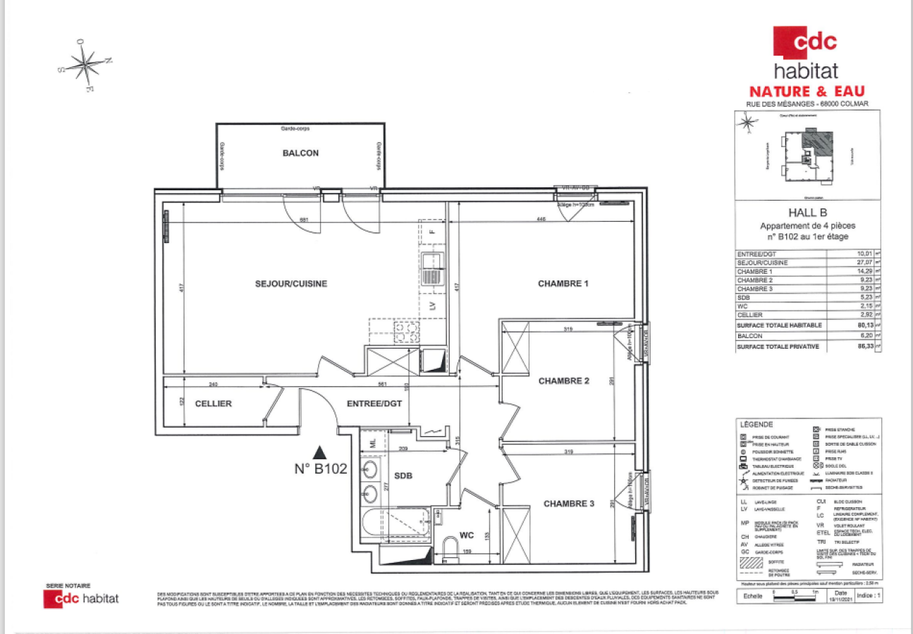 
																																							4 pièces - 
																																						2ème étage - 80m² - 1 056,13 € - Photo #1