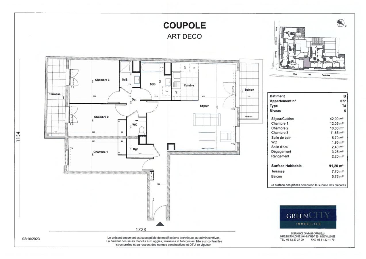 
																																							4 pièces - 
																																						5ème étage - 92m² - 1 724,12 € - Photo #2