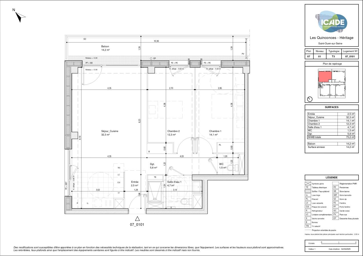 
																			3 pièces - 
																		1er étage - 73m² - 1 530,93 € - Photo #0