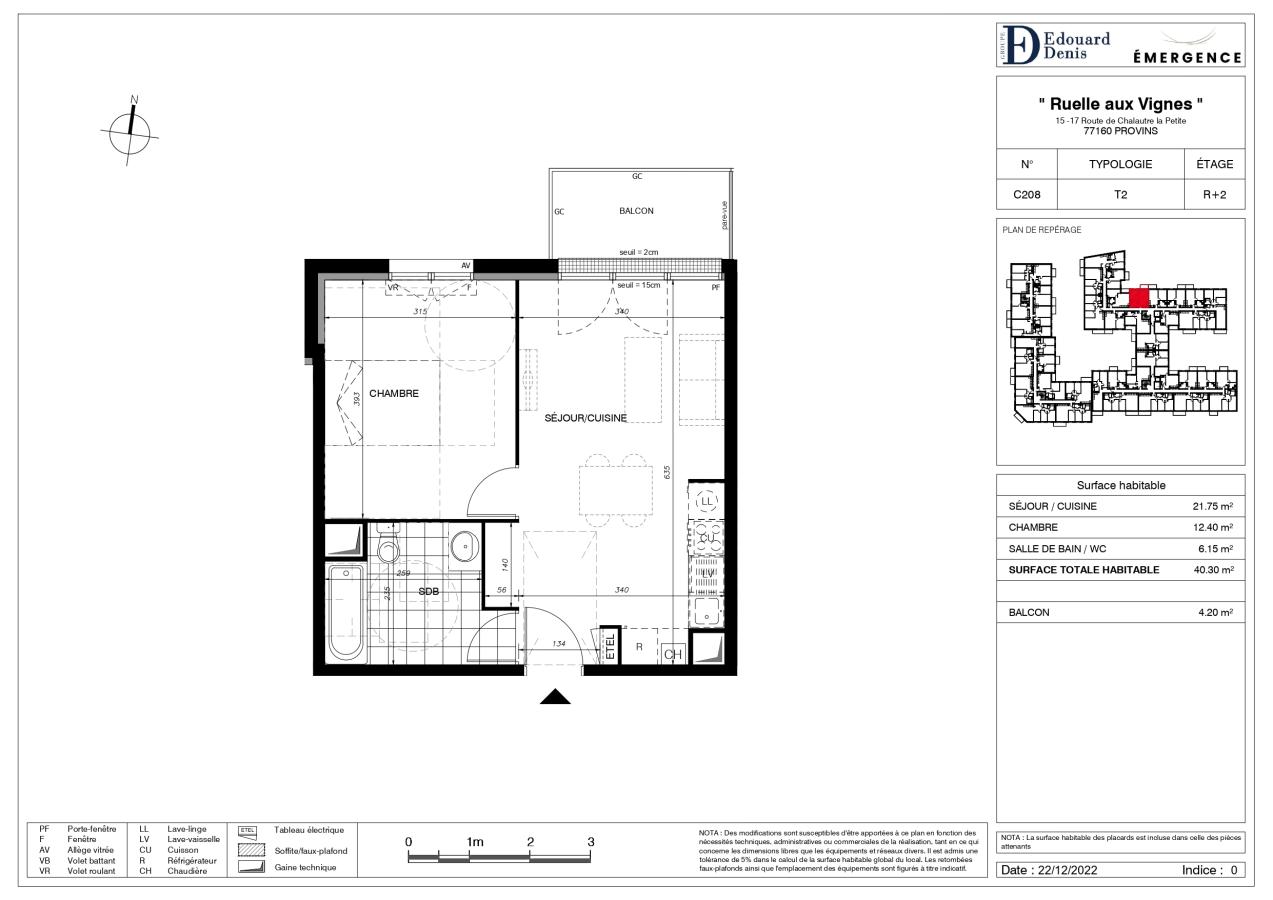 
																																							2 pièces - 
																																						2ème étage - 40m² - 671,45 € - Photo #1