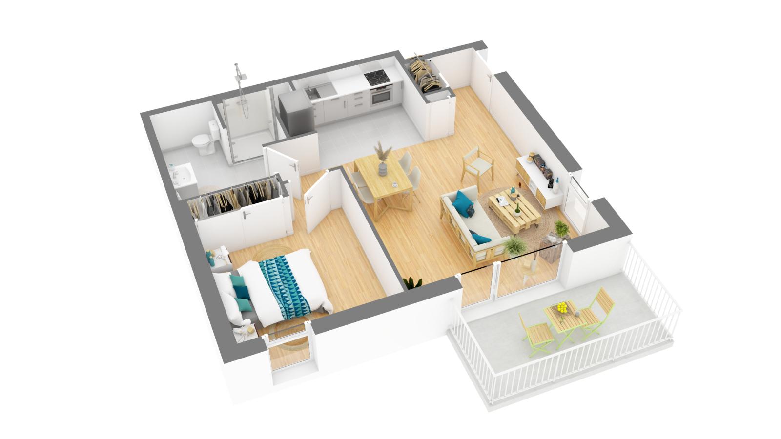 
																			2 pièces - 
																		2ème étage - 53m² - 859,68 € - Photo #2