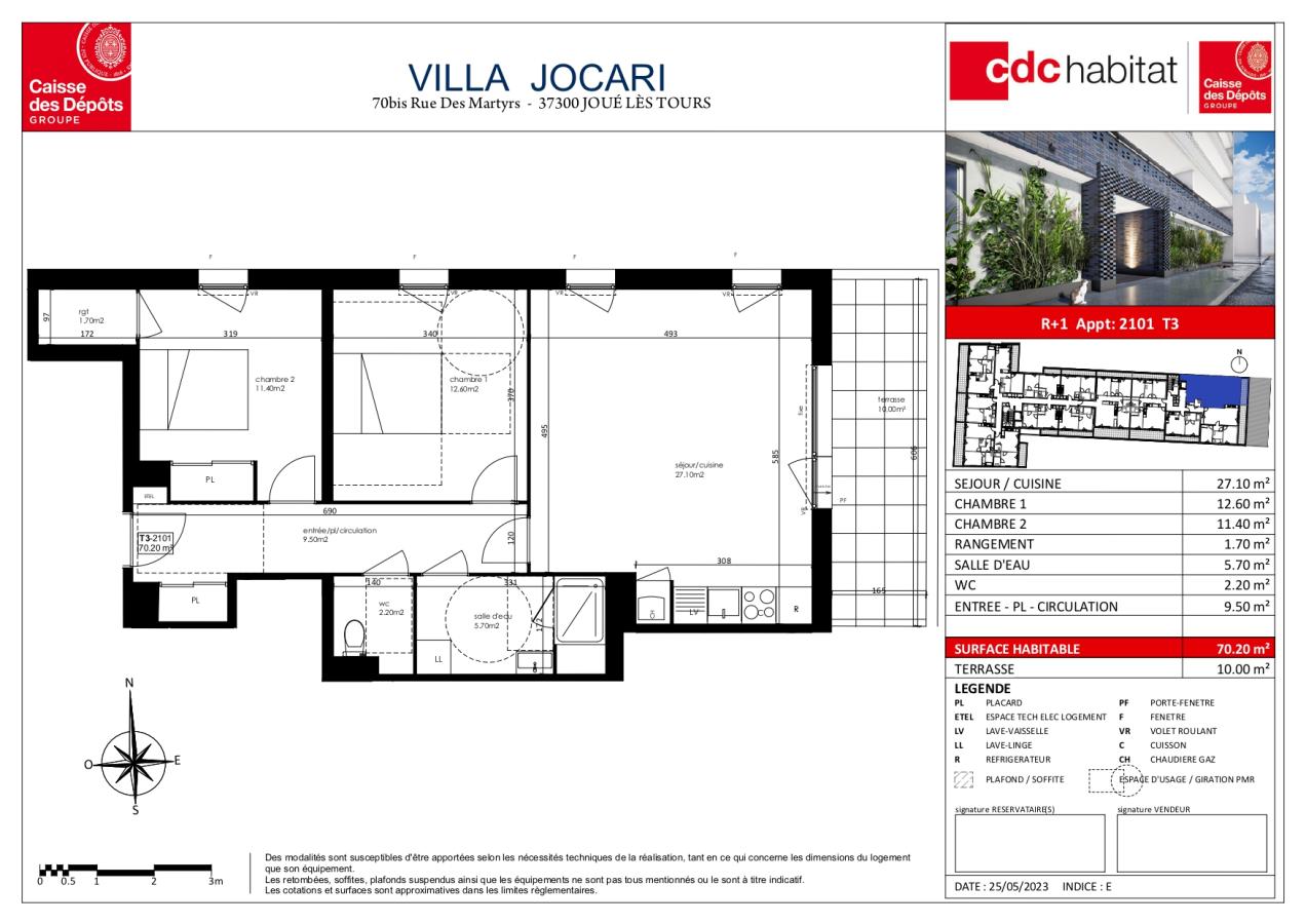 
																																							3 pièces - 
																																						1er étage - 70m² - 824,94 € - Photo #4