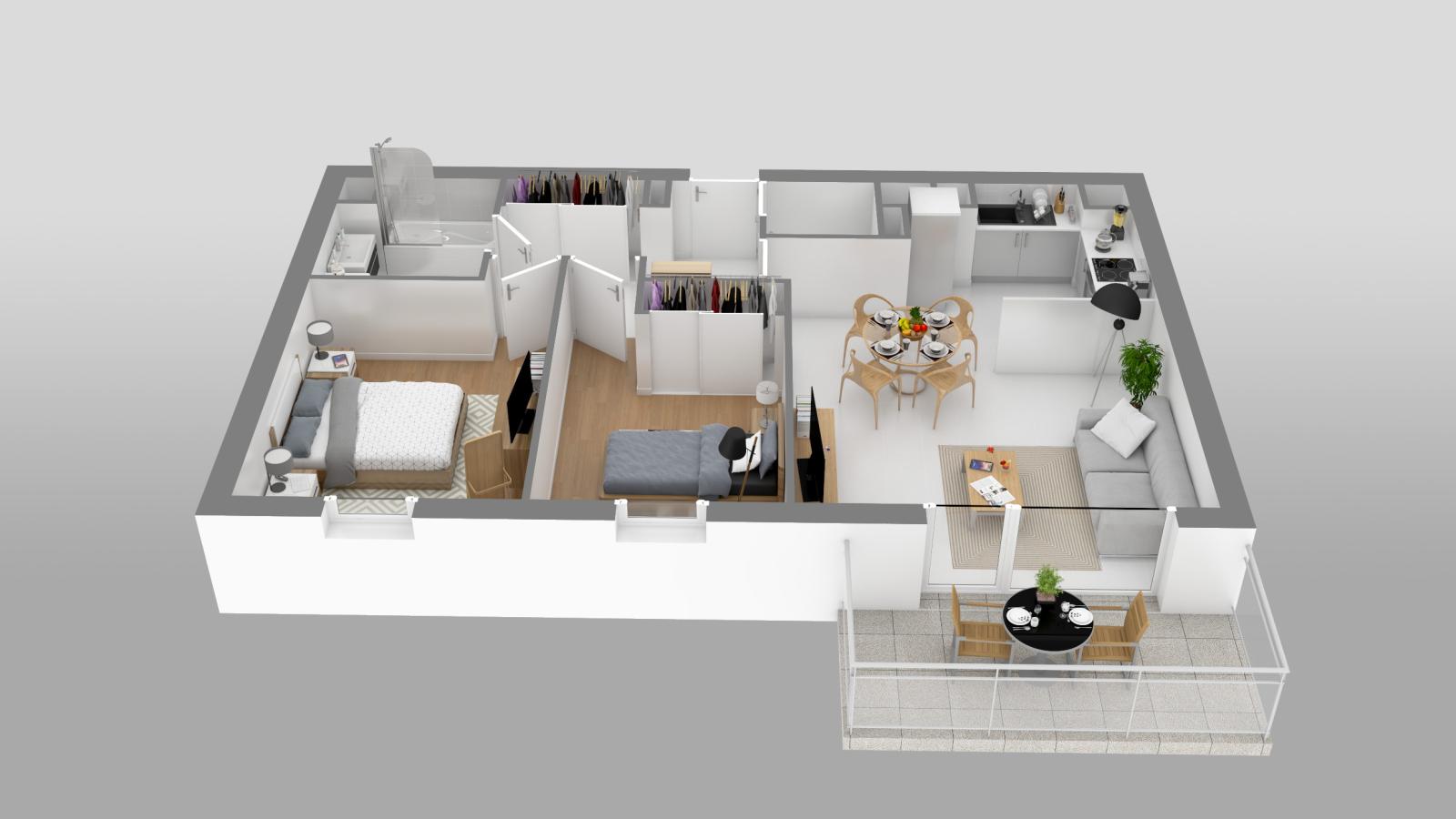 3 pièces - 3ème étage - 63m² - 755,40 € - Photo #5