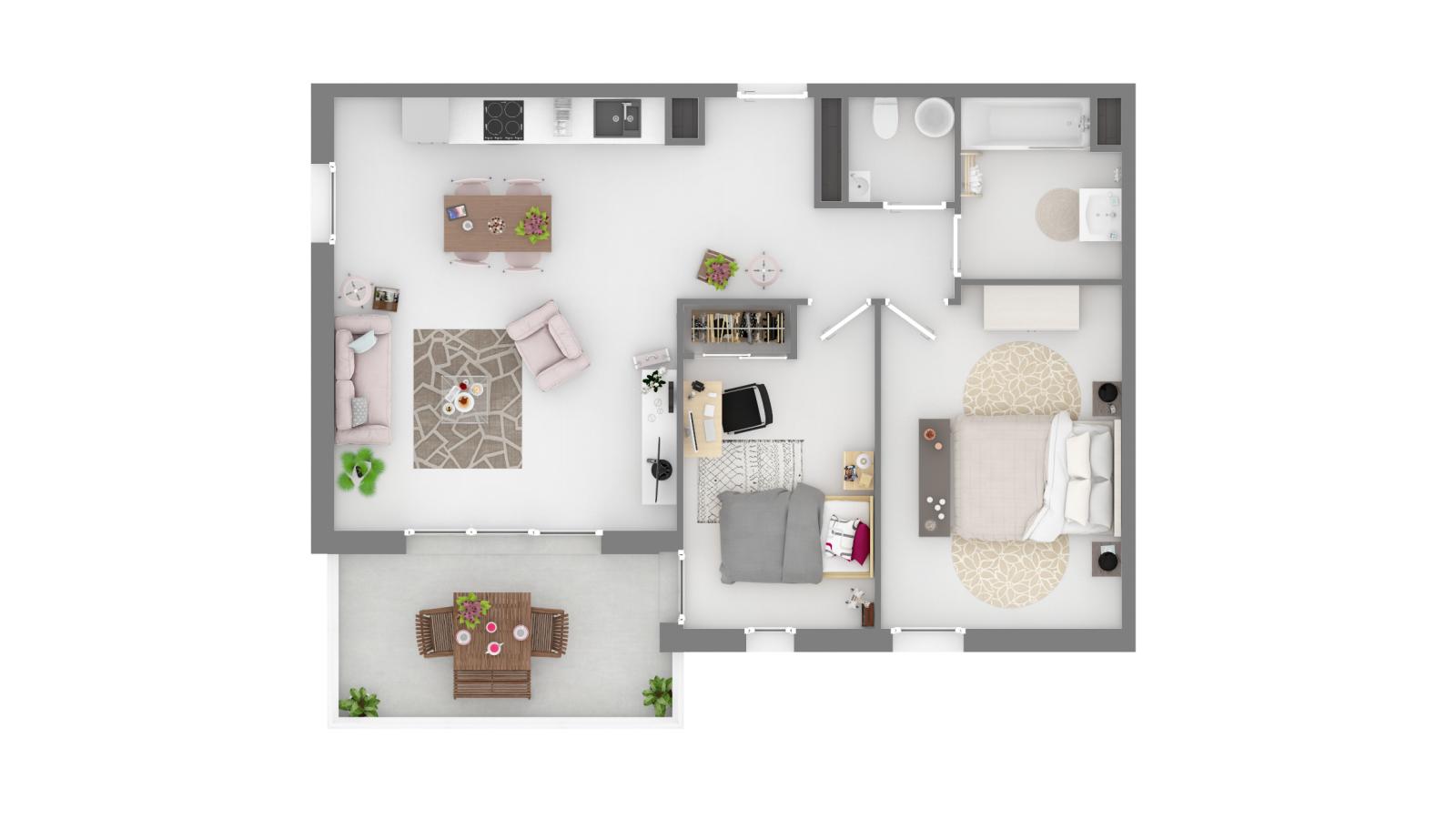 
																			3 pièces - 
																		RDC - 60m² - 1 163,00 € - Photo #3