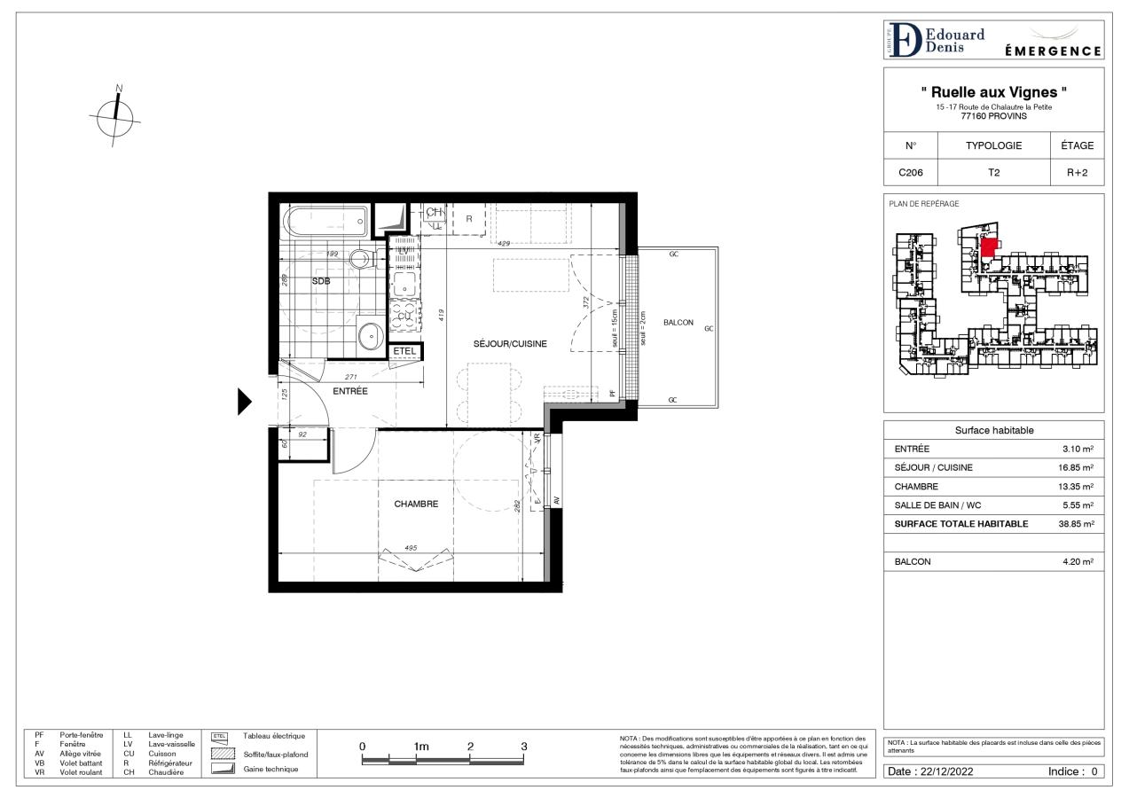 
																																							2 pièces - 
																																						2ème étage - 39m² - 650,83 € - Photo #1