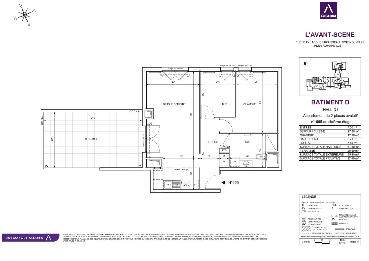 2 pièces - 6ème étage - 62m² - 1 238,67 € - Photo #0