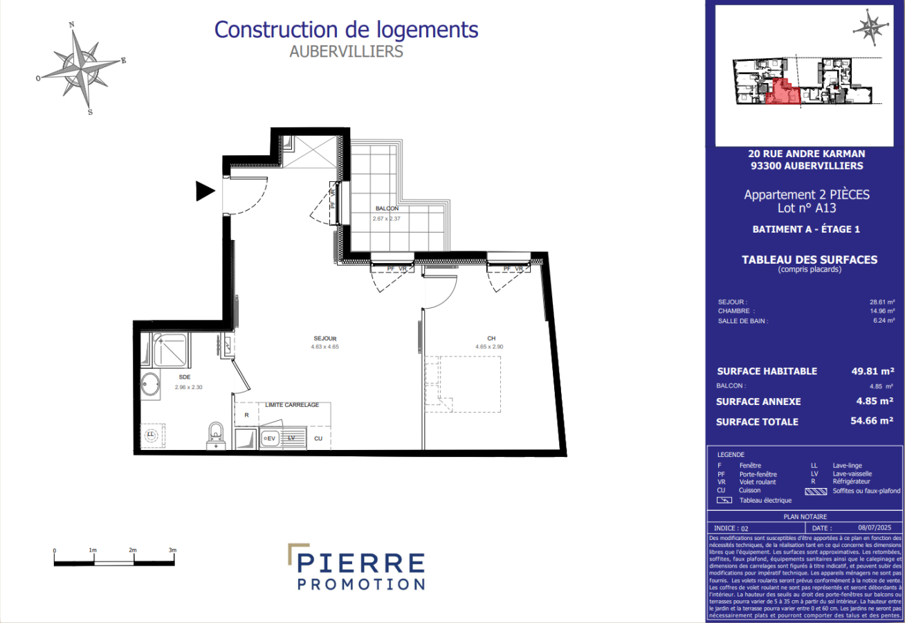 
																			2 pièces - 
																		1er étage - 50m² - 1 092,26 € - Photo #0