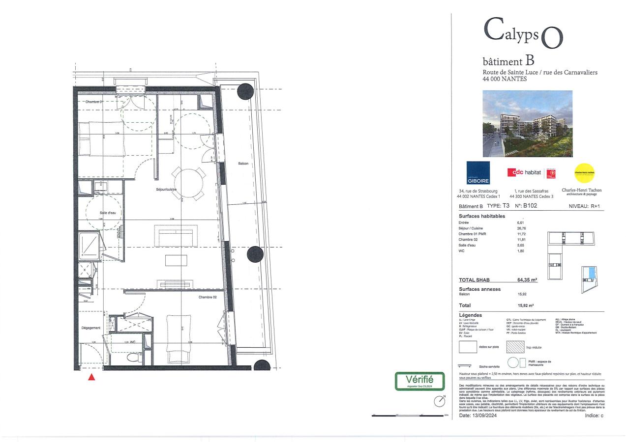 
																																							3 pièces - 
																																						1er étage - 64m² - 932,65 € - Photo #2