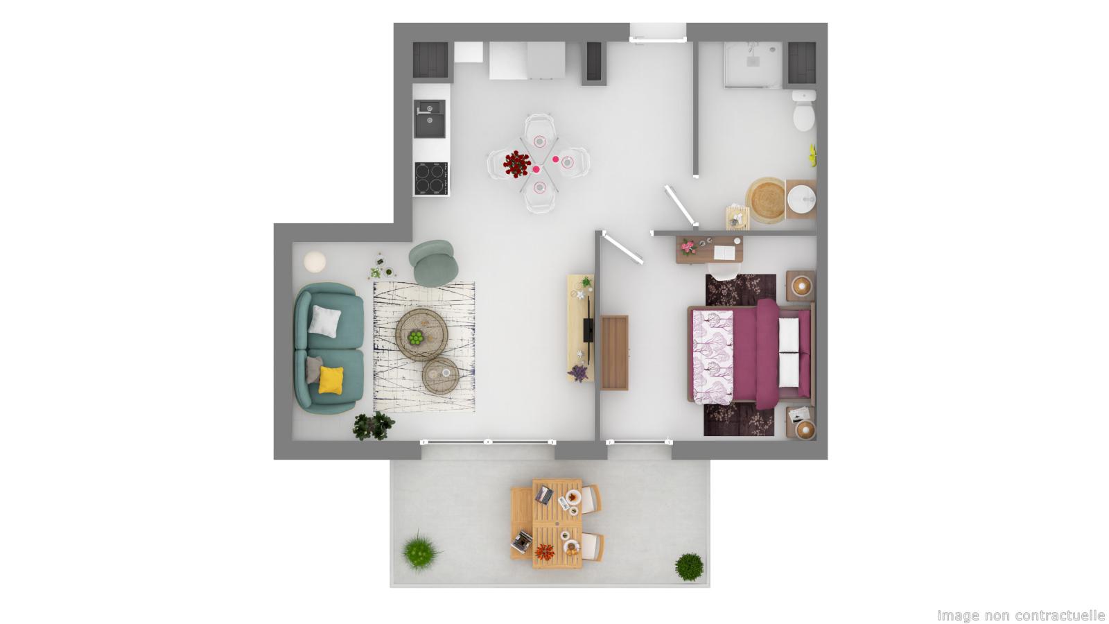 2 pièces - 2ème étage - 39m² - 537,49 € - Photo #3