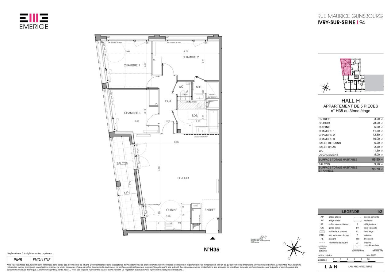 4 pièces - 3ème étage - 87m² - 1 809,99 € - Photo #0