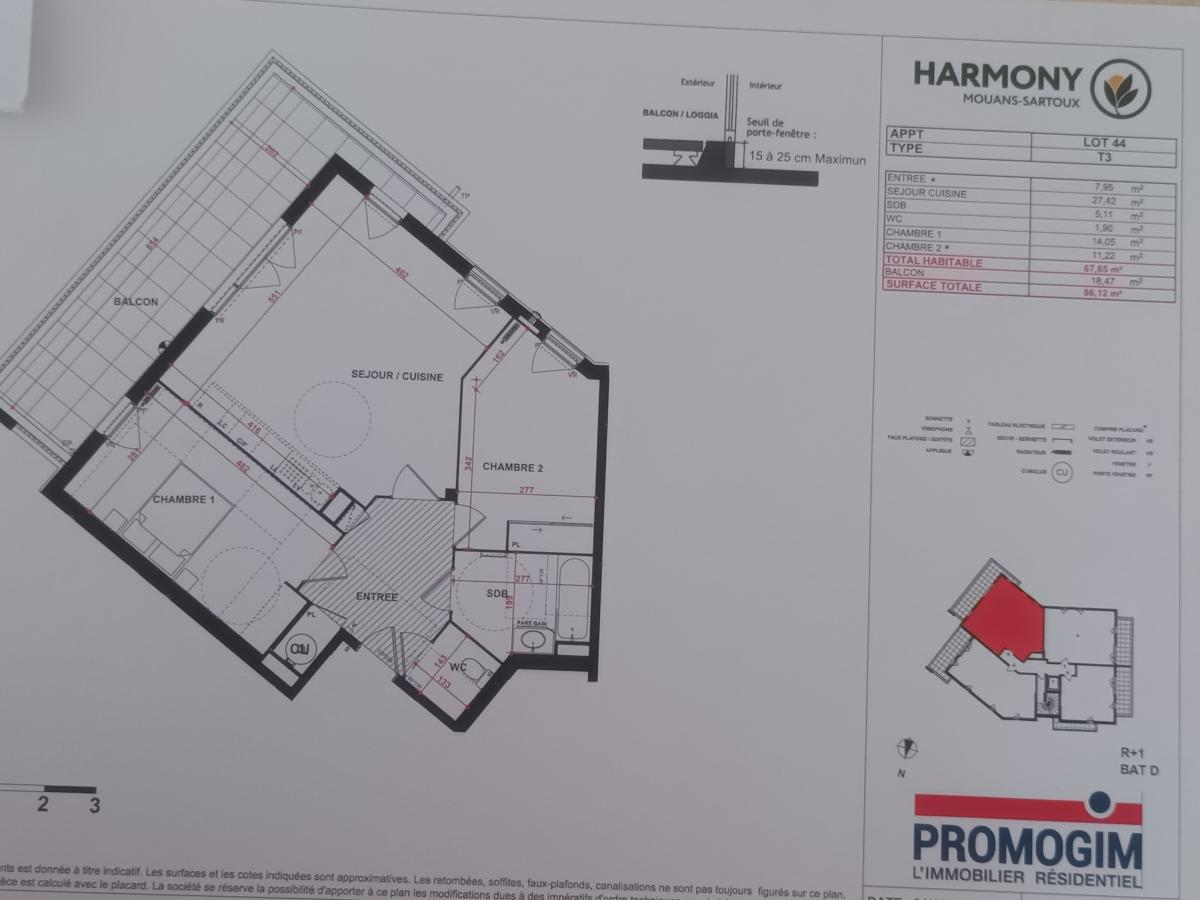 
																																							3 pièces - 
																																						1er étage - 68m² - 1 177,01 € - Photo #1