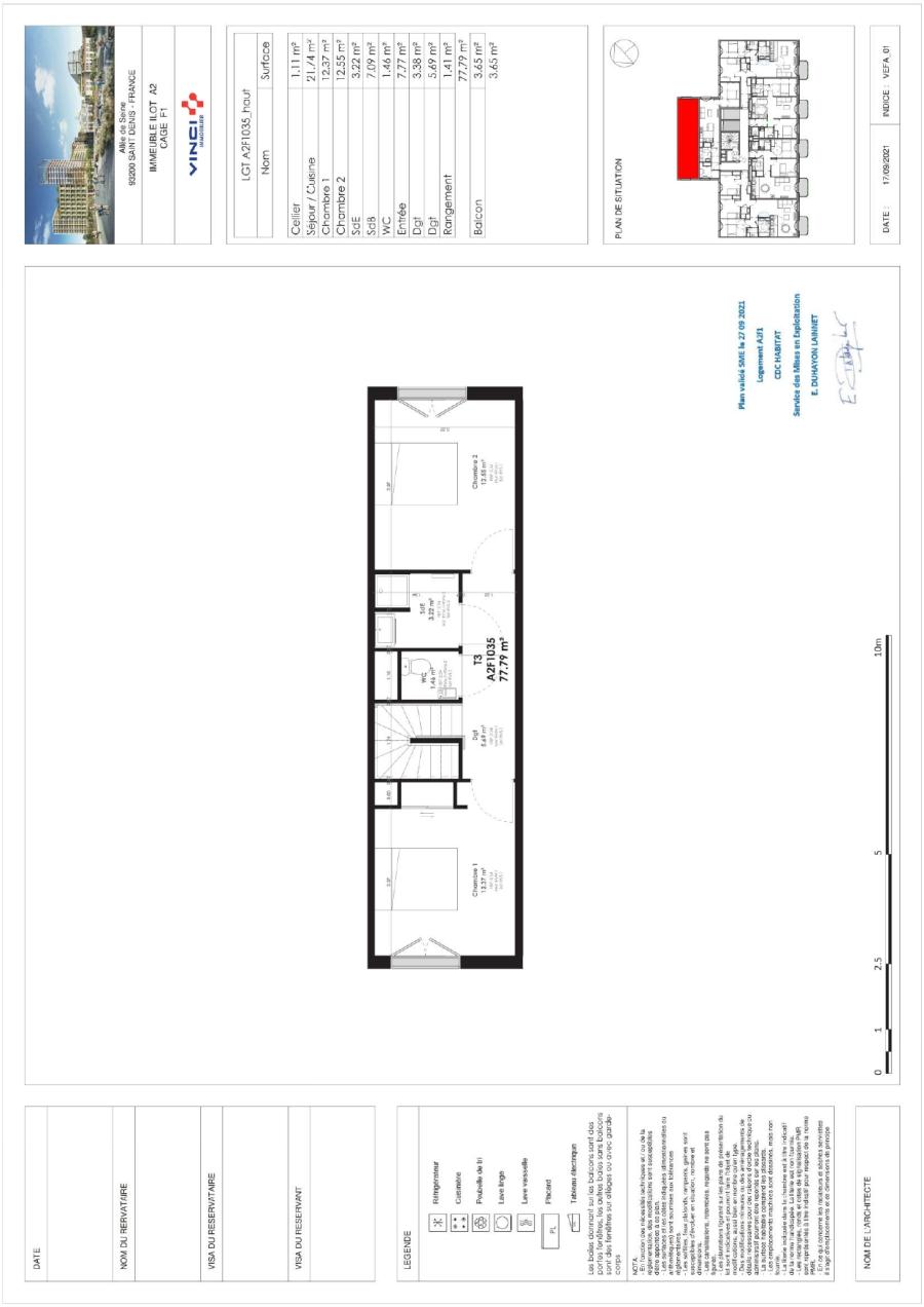 
																			3 pièces - 
																		3ème étage - 78m² - 1 514,46 € - Photo #1