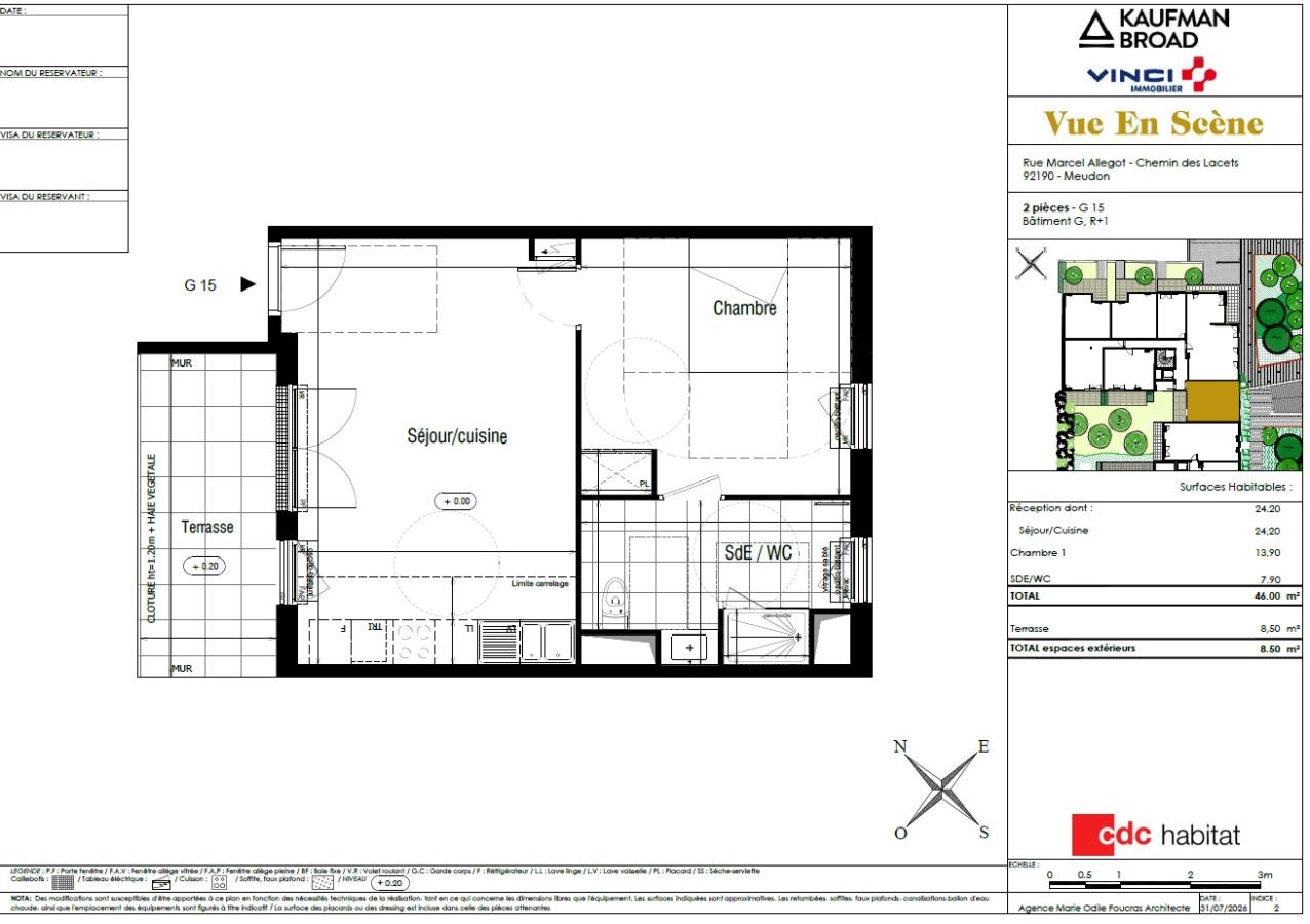 2 pièces - 1er étage - 46m² - 1 361,29 € - Photo #1
