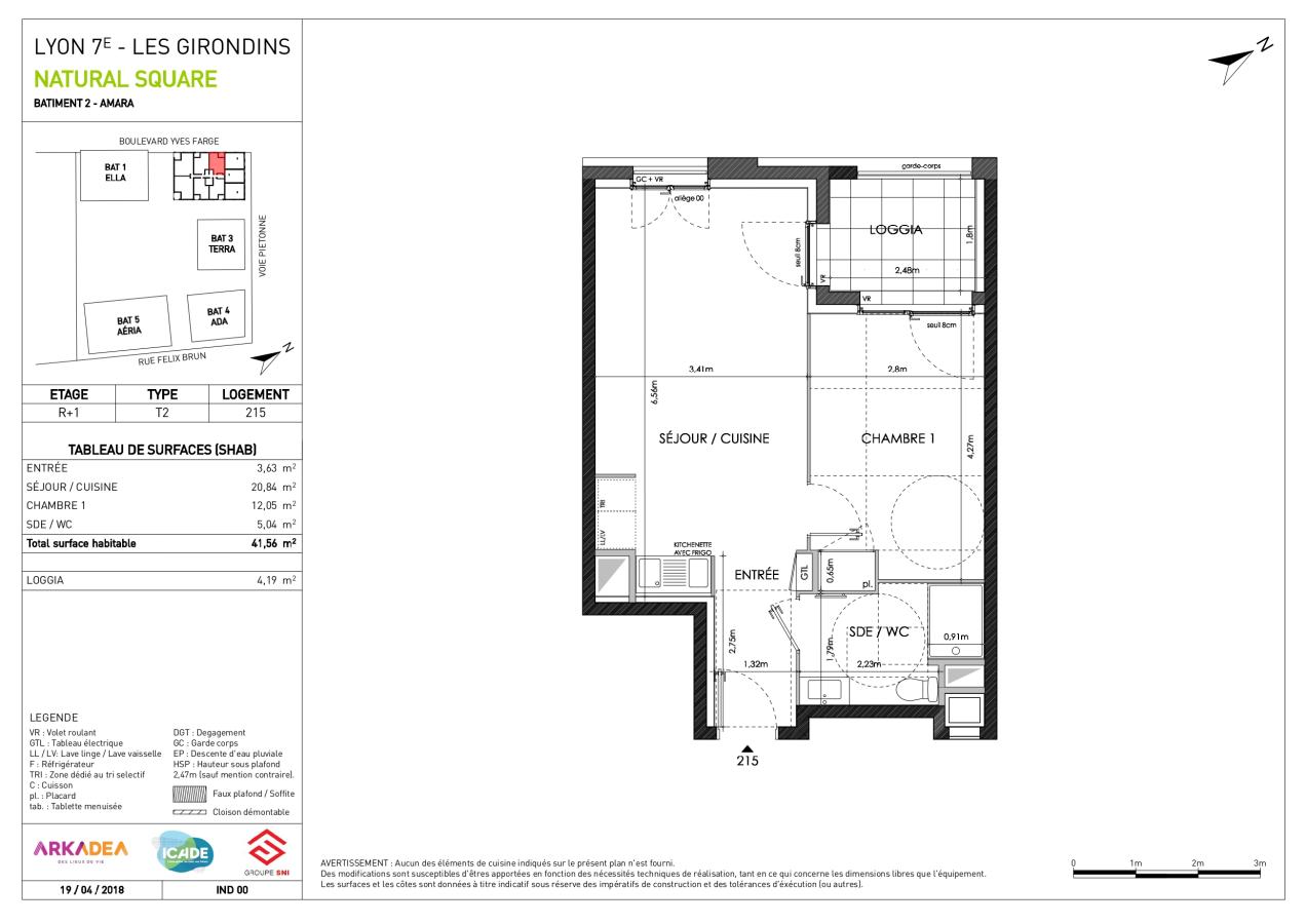2 pièces - 5ème étage - 42m² - 830,32 € - Photo #3