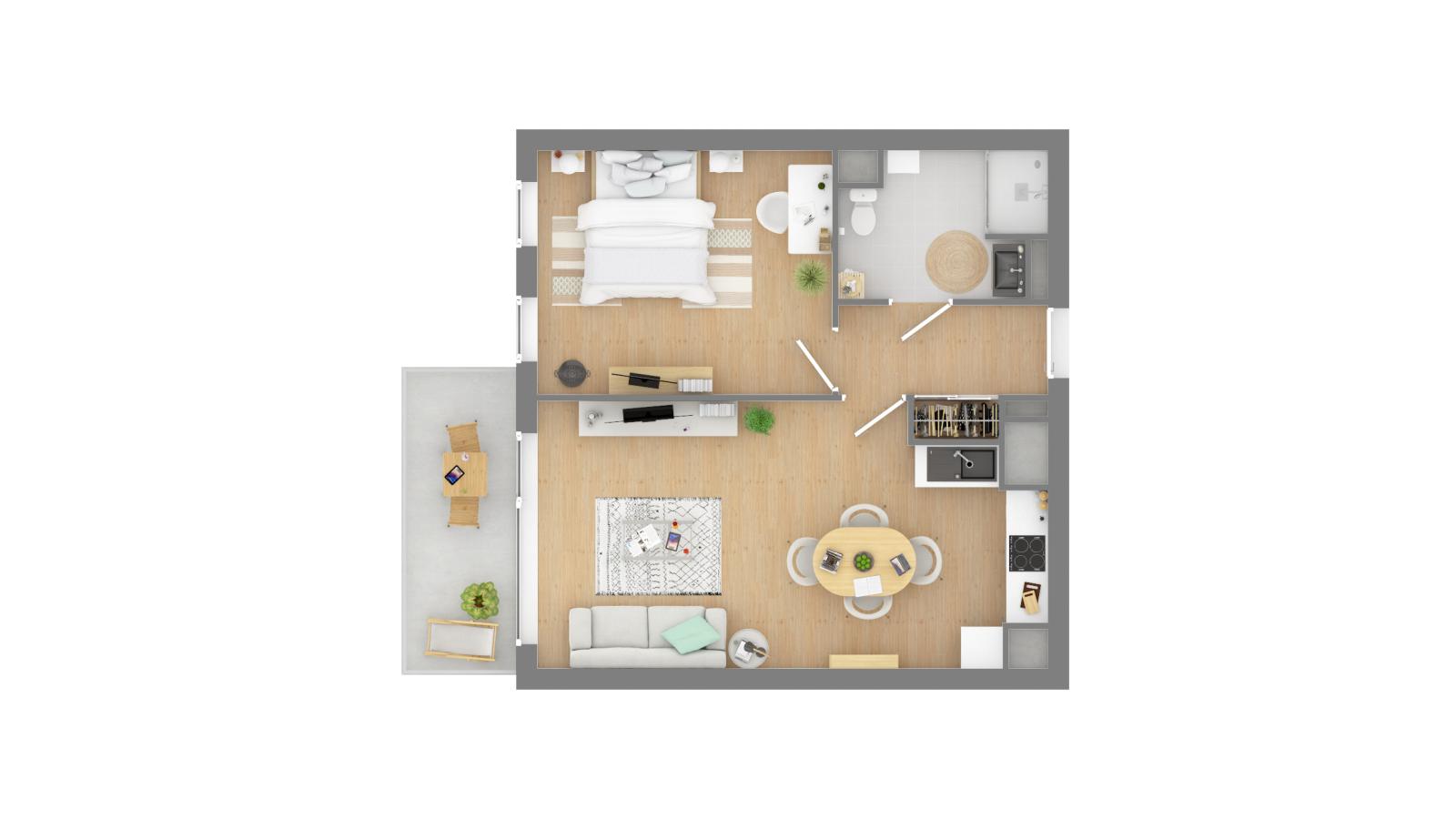 2 pièces - 4ème étage - 51m² - 677,74 € - Photo #5